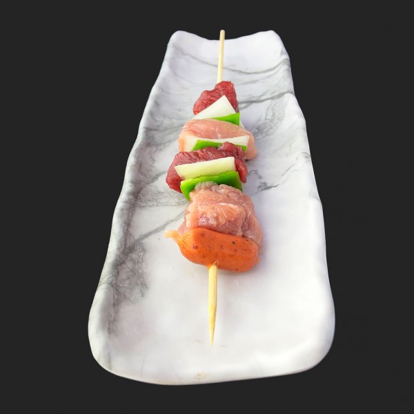 Anticucho Vacuno & Cerdo, Pimentón Verde y Cebolla - Anticuchos a Domicilio